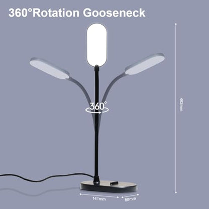 LQWELL® LED Desk Lamp Study Lamp for Home Office, 360° Flexible Touch Control Table Lamp with Phone Holder