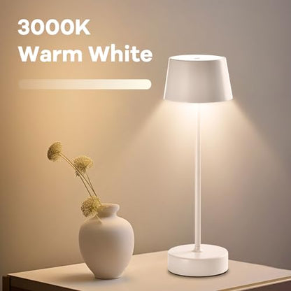 LQWELL® LED Table Lamp, Touch Dimmable Desk Lamp Type C USB Bedside Lamp Adjustable Brightness for Indoor Living Room Bedroom Dinner Hotel Bar Restaurant, White