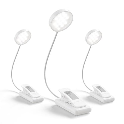 LQWELL®3× Nachttisch-Leselampe, wiederaufladbare USB-Leselampe, 3 Farbtemperaturen, 10 Helligkeitsstufen, stufenlos dimmbar, 360° flexibles Buchlicht für Kinder und Buchliebhaber (Weiß, 3 Stück)