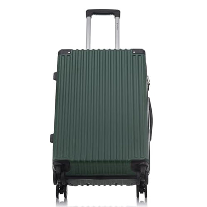 YONSLY® Trolley Luggage Suitcase Set, Roller Suitcase Carry-On ABS Hardshell with 4 360° Wheels, Security Lock, Soft Rubber Handle, 210D Lining (4-Piece Set, S,M,L&XL, Dark Green)