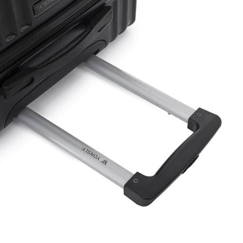 yonsly Trolley Reisekoffer Suitcase, Rollkoffer Handgepäck ABS Hartschalen mit 4 Rollen 360°, Sicherheitsschloss, Weicher Gummigriff, 210D-Futter (L, Schwarz)