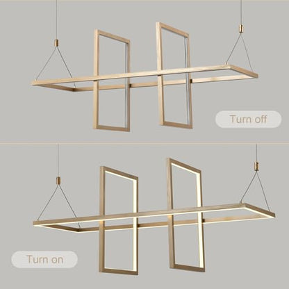 LQWELL® Modern Pendant Light LED, Minimalist Industrial Pendant Lamp Vintage Hanging Lamp for Kitchen Living Room Bedroom Dining Room Cafes, Metal Chandelier Ceiling Lamp, Gold