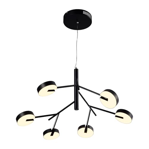 LQWELL® Moderne LED-Pendelleuchte, einfache Pendelleuchte für Küche, Wohnzimmer, Schlafzimmer, Esszimmer, Café, Metall-Pendelleuchte, Deckenleuchte, Mattschwarz