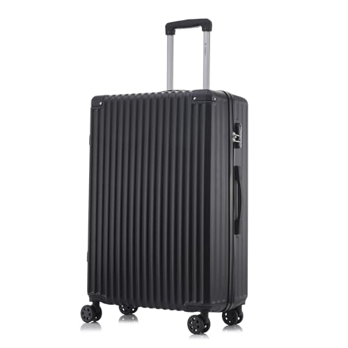 yonsly Trolley Reisekoffer Suitcase, Rollkoffer Handgepäck ABS Hartschalen mit 4 Rollen 360°, Sicherheitsschloss, Weicher Gummigriff, 210D-Futter (L, Schwarz)