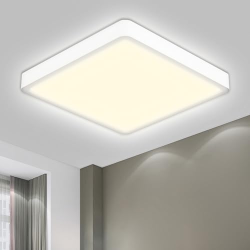 LQWELL® Deckenleuchte LED Deckenlampe, IP44 Wasserfest Badlampe Quadrat Flach 23W 4000K 2600LM Modern Schlicht Lampe Dünn für Wohnzimmer Badezimmer Schlafzimmer Küche Balkon Keller Büro, 300 * 25mm