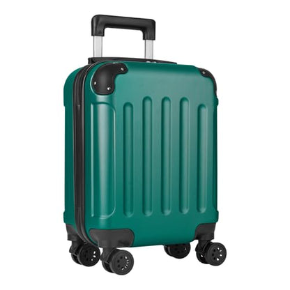 YONSLY® Suitcase M Dark Green, Trolley Travel Suitcase, Spinner Carry-on with 4 360° Wheels, ABS Hardshell, Security Lock, Soft Rubber Handle, 210D Lining