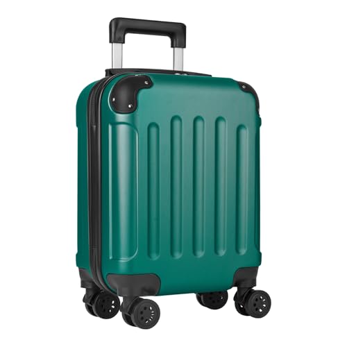 yonsly® Koffer Suitcase S Dunkelgrün, Trolley Reisekoffer, Rollkoffer Handgepäck mit 4 Rollen 360°, ABS Hartschalen, Sicherheitsschloss, Weicher Gummigriff, 210D-Futter