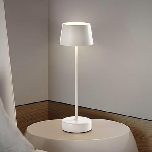 LQWELL® LED Tischlampe, Touch Tischleuchte Typ C USB Nachttischlampe Lichtintensität einstellbar für Drinnen Wohnzimmer Schlafzimmer Abendessen Hotel Bar Restaurant, Weiß