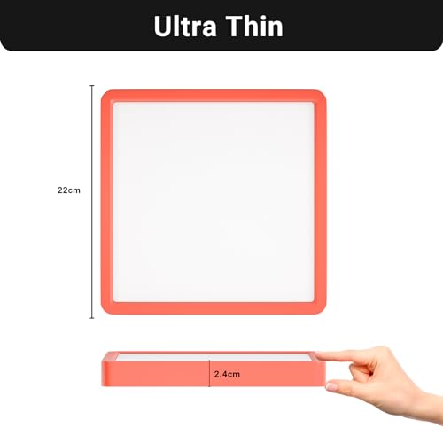 LQWELL® Ceiling Light LED Ceiling Lamp, IP44 Waterproof Bathroom Lamp Square Flat 18W 6000K 1600LM Modern Simple Lamp Thin for Living Room Bathroom Bedroom Kitchen Hallway Basement Office, 220 * 24mm
