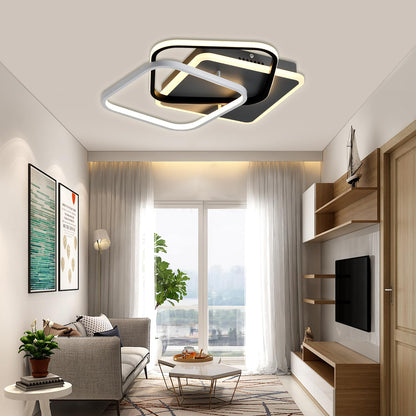 LQWELL® ceiling light LED ceiling lamp, 25W 3000K kitchen lamp modern bedroom lamp made of aluminum black white for living room bedroom kitchen balcony hallway basement office, 440 * 425 * 75mm