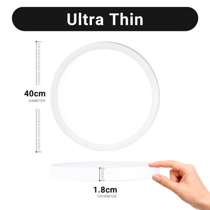 Flache runde LED-Deckenleuchte, ultradünn, 40 cm Durchmesser, 1,8 cm Höhe