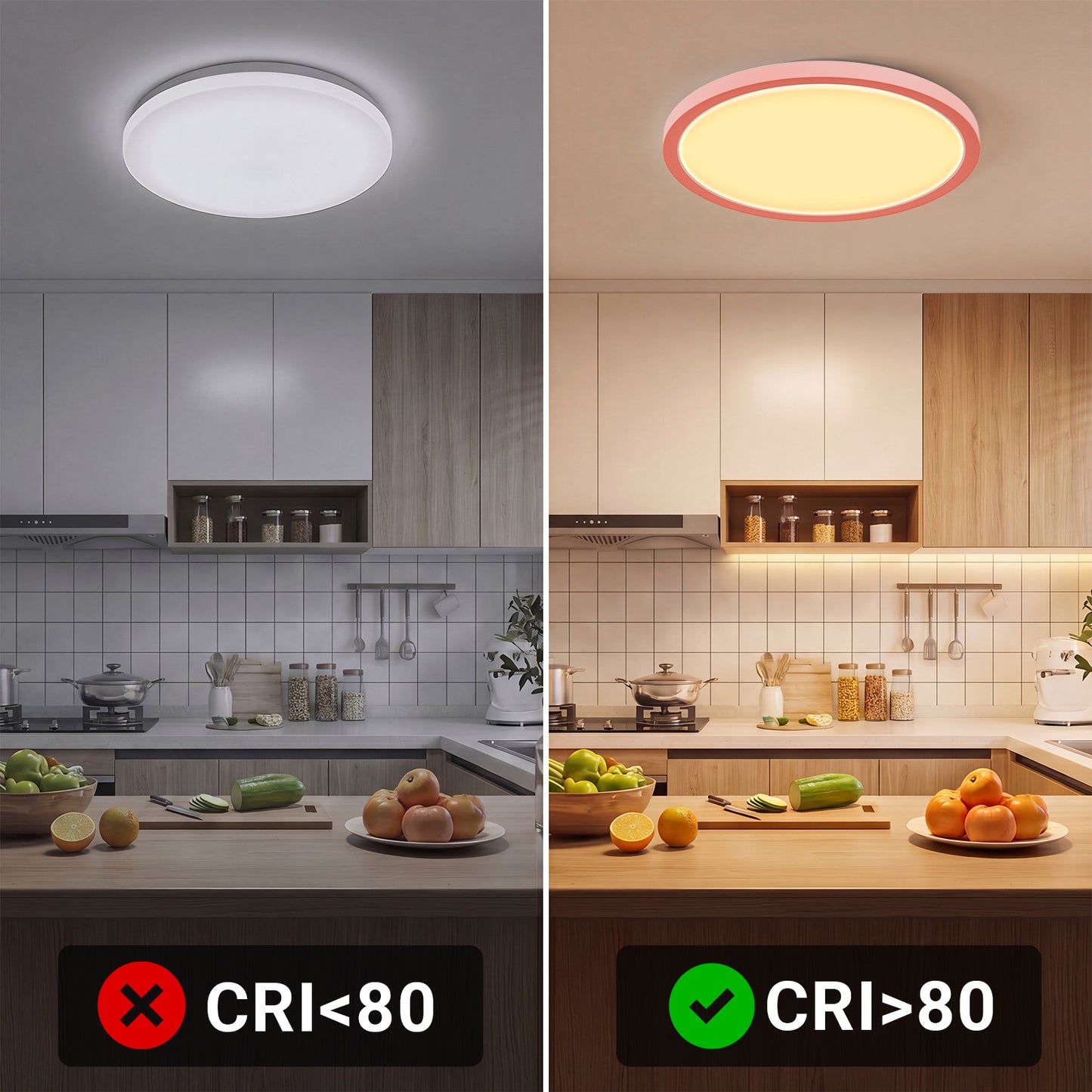 Runde flache LED-Deckenleuchte mit weißem Ring, deckenmontiert, gleichmäßiges Licht