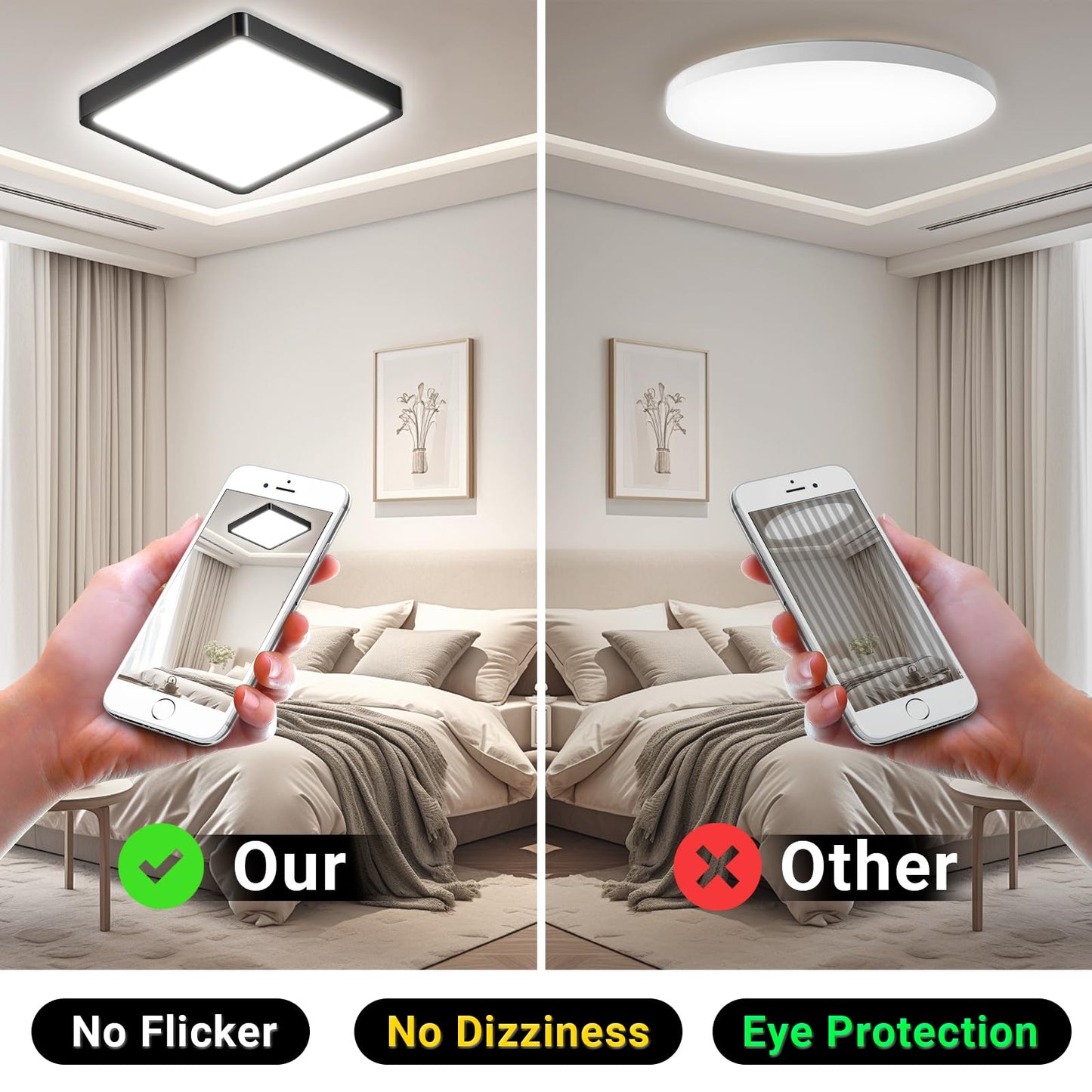 LQWELL® Ceiling Light LED Ceiling Lamp, IP44 Waterproof Bathroom Lamp Square Flat 18W 6000K 1600LM Modern Simple Lamp Thin for Living Room Bathroom Bedroom Kitchen Hallway Basement Office, 220 * 24mm