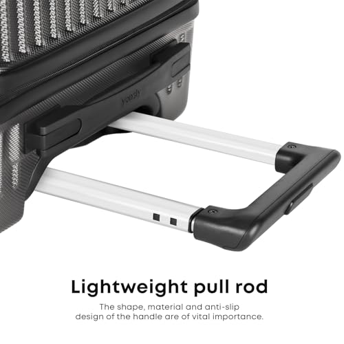 yonsly® Koffer Suitcase Set, Trolley Reisekoffer, Rollkoffer Handgepäck mit 4 Rollen 360°, ABS Hartschalen, Sicherheitsschloss, Weicher Gummigriff, 210D-Futter (3er Set, M,L&XL, Dunkelgrau)