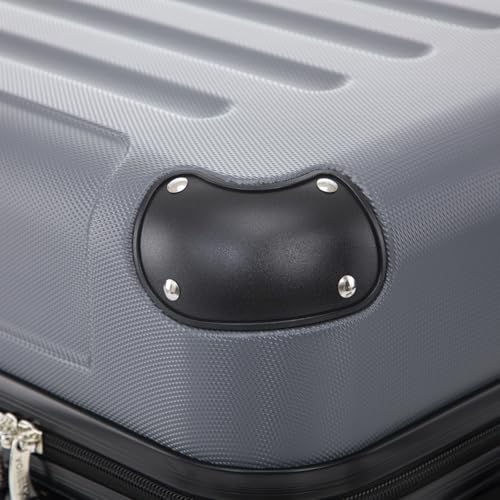 yonsly Koffer Suitcase M Grau, Trolley Reisekoffer, Rollkoffer Handgepäck mit 4 Rollen 360°, ABS Hartschalen, Sicherheitsschloss, Weicher Gummigriff, 210D-Futter