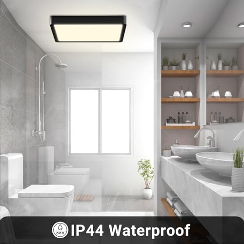 LQWELL® Ceiling Light LED Ceiling Lamp, IP44 Waterproof Bathroom Lamp Square Flat 18W 4000K 1600LM Modern Simple Lamp Thin for Living Room Bathroom Bedroom Kitchen Hallway Basement Office, 220 * 24mm