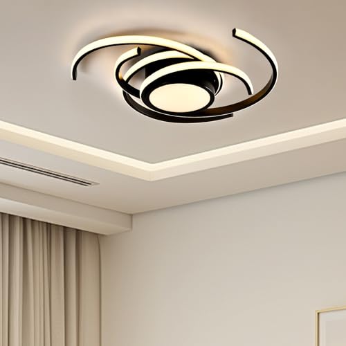 LQWELL ® Ceiling light LED ceiling lamp, 33W 3000K kitchen lamp modern bedroom lamp made of aluminum black white for living room bedroom kitchen balcony hallway basement office, 560 * 560 * 100mm