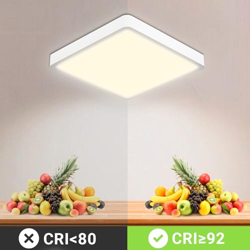 LQWELL® Deckenleuchte LED Deckenlampe, IP44 Wasserfest Badlampe Quadrat Flach 23W 4000K 2600LM Modern Schlicht Lampe Dünn für Wohnzimmer Badezimmer Schlafzimmer Küche Balkon Keller Büro, 300 * 25mm