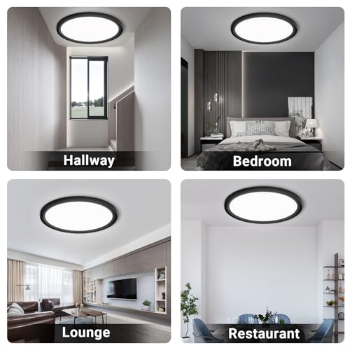 LQWELL® Ceiling Light LED Ceiling Lamp, IP44 Waterproof Bathroom Lamp Round Flat 18W 6000K 1600LM Modern Simple Lamp Thin for Living Room Bathroom Bedroom Kitchen Balcony Basement Office, 220 * 24mm