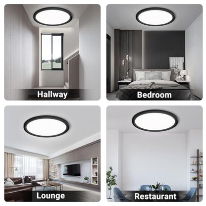LQWELL® Ceiling Light LED Ceiling Lamp, IP44 Waterproof Bathroom Lamp Round Flat 18W 6000K 1600LM Modern Simple Lamp Thin for Living Room Bathroom Bedroom Kitchen Balcony Basement Office, 220 * 24mm