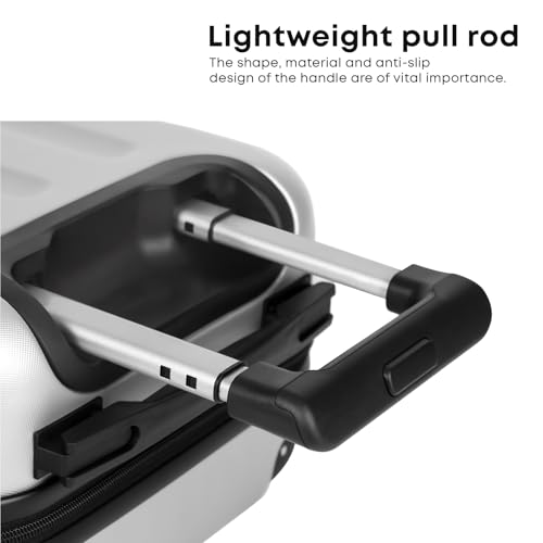 yonsly® Koffer Suitcase M Silber, Trolley Reisekoffer, Rollkoffer Handgepäck mit 4 Rollen 360°, ABS Hartschalen, Sicherheitsschloss, Weicher Gummigriff, 210D-Futter