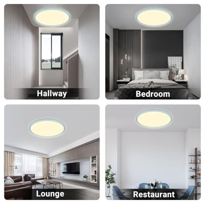 LQWELL® Ceiling Light LED Ceiling Lamp, IP44 Waterproof Bathroom Lamp Round Flat 18W 3000K 1600LM Modern Simple Lamp Thin for Living Room Bathroom Bedroom Kitchen Balcony Basement Office, 220 * 24mm