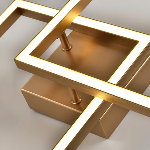 LQWELL® LED Deckenlampe, ModernGeometrische Deckenleuchte 3000K 18W Gold Küchenlampe, Deckenstrahler für Esszimmer Wohnzimmer Schlafzimmer Flur