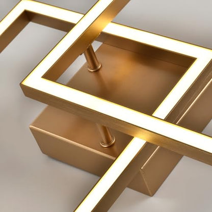 LQWELL® LED Deckenlampe, ModernGeometrische Deckenleuchte 3000K 18W Gold Küchenlampe, Deckenstrahler für Esszimmer Wohnzimmer Schlafzimmer Flur