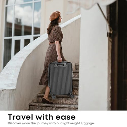 YONSLY®  Koffer Suitcase Set, Trolley Reisekoffer, Rollkoffer Handgepäck mit 4 Rollen 360°, ABS Hartschalen, Sicherheitsschloss, Weicher Gummigriff, 210D-Futter (3er Set, M,L&XL, Schwarz)