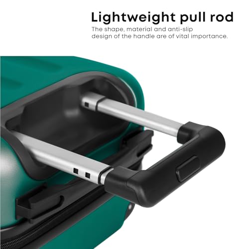 yonsly® Koffer Suitcase XL Dunkelgrün, Trolley Reisekoffer, Rollkoffer Handgepäck mit 4 Rollen 360°, ABS Hartschalen, Sicherheitsschloss, Weicher Gummigriff, 210D-Futter