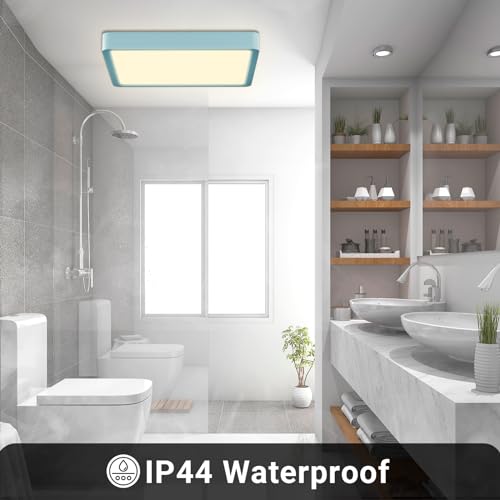 LQWELL® Ceiling Light LED Ceiling Lamp, IP44 Waterproof Bathroom Lamp Square Flat 18W 4000K 1600LM Modern Simple Lamp Thin for Living Room Bathroom Bedroom Kitchen Hallway Basement Office, 220 * 24mm