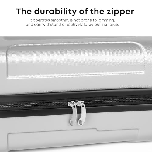 yonsly® Koffer Suitcase S Silber, Trolley Reisekoffer, Rollkoffer Handgepäck mit 4 Rollen 360°, ABS Hartschalen, Sicherheitsschloss, Weicher Gummigriff, 210D-Futter