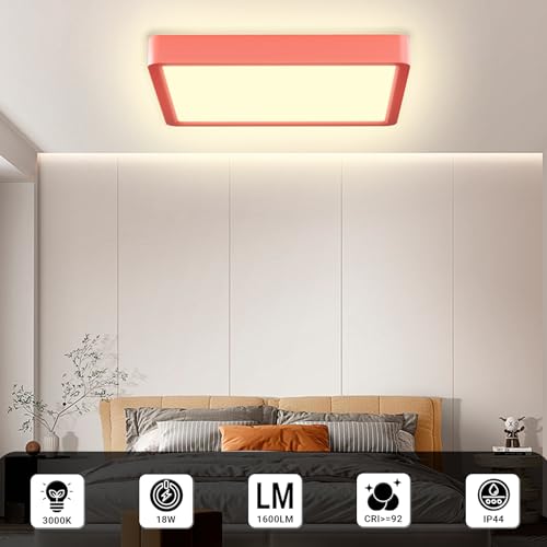 LQWELL® Ceiling Light LED Ceiling Lamp, IP44 Waterproof Bathroom Lamp Square Flat 18W 3000K 1600LM Modern Simple Lamp Thin for Living Room Bathroom Bedroom Kitchen Hallway Basement Office, 220 * 24mm 