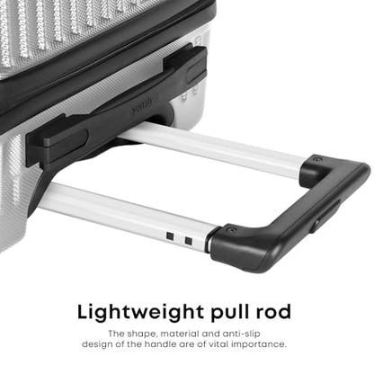 YONSLY® Koffer Suitcase Set, Trolley Reisekoffer, Rollkoffer Handgepäck mit 4 Rollen 360°, ABS Hartschalen, Sicherheitsschloss, Weicher Gummigriff, 210D-Futter (3er Set, M,L&XL, Silber)