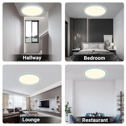 LED-Deckenleuchte, rundes flaches Panel mit blauem Rand für verschiedene Raumtypen