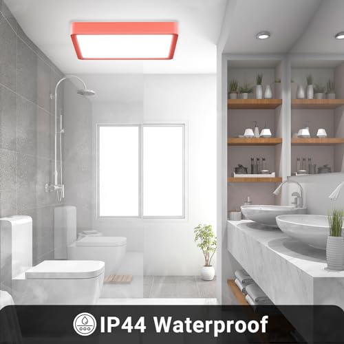 LQWELL® Ceiling Light LED Ceiling Lamp, IP44 Waterproof Bathroom Lamp Square Flat 18W 6000K 1600LM Modern Simple Lamp Thin for Living Room Bathroom Bedroom Kitchen Hallway Basement Office, 220 * 24mm