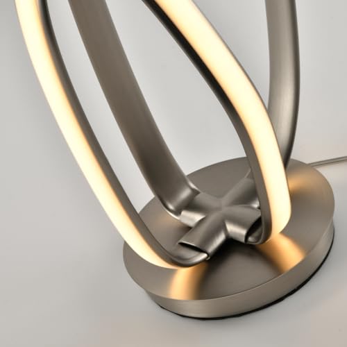 LQWELL® Tischlampe, Modern Minimalistisch Tischleuchte Mattes Sandnickel, LED Nachttischlampe, Metall Schreibtischlampe Esstischlampe für Schlafzimmer Wohnzimmer
