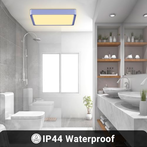 LQWELL® Ceiling Light LED Ceiling Lamp, IP44 Waterproof Bathroom Lamp Square Flat 18W 3000K 1600LM Modern Simple Lamp Thin for Living Room Bathroom Bedroom Kitchen Hallway Basement Office, 220 * 24mm