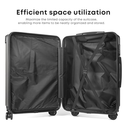YONSLY® Koffer Suitcase Set, Trolley Reisekoffer, Rollkoffer Handgepäck mit 4 Rollen 360°, ABS Hartschalen, Sicherheitsschloss, Weicher Gummigriff, 210D-Futter (3er Set, M,L&XL, Dunkelgrau)