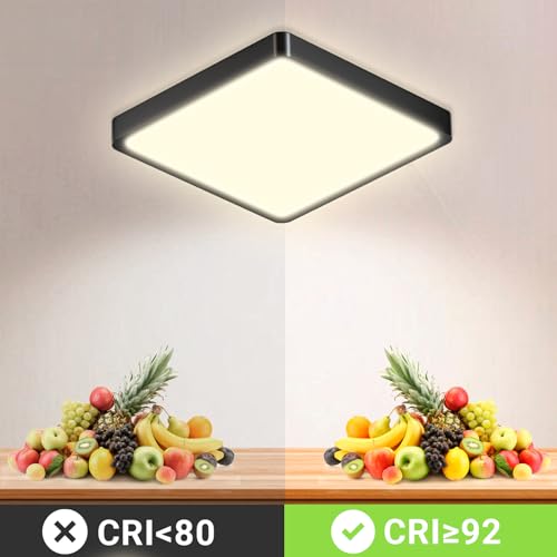 LQWELL® Ceiling Light LED Ceiling Lamp, IP44 Waterproof Bathroom Lamp Square Flat 18W 3000K 1600LM Modern Simple Lamp Thin for Living Room Bathroom Bedroom Kitchen Hallway Basement Office, 220 * 24mm