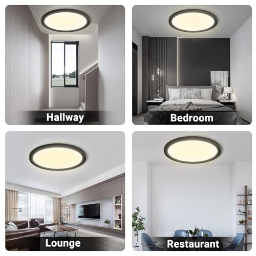 LQWELL® Ceiling Light LED Ceiling Lamp, IP44 Waterproof Bathroom Lamp Round Flat 18W 3000K 1600LM Modern Simple Lamp Thin for Living Room Bathroom Bedroom Kitchen Balcony Basement Office, 220 * 24mm
