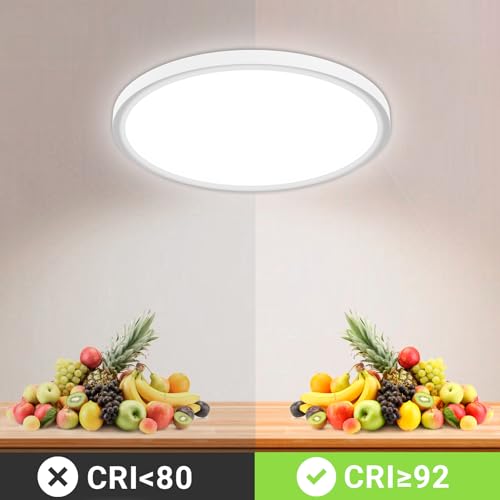 LQWELL® Deckenleuchte LED Deckenlampe, IP44 Wasserfest Badlampe Rund Flach 23W 6000K 2600LM Modern Schlicht Lampe Dünn für Wohnzimmer Badezimmer Schlafzimmer Küche Balkon Keller Büro, 300 * 25mm
