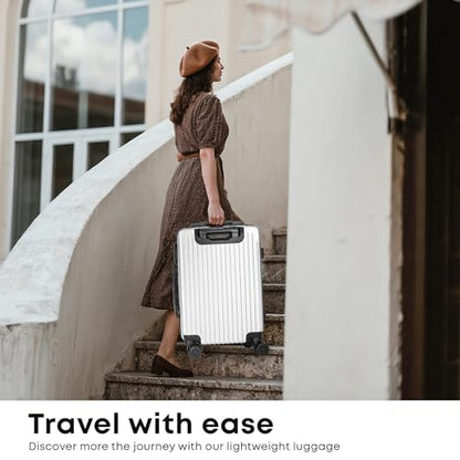 YONSLY® Koffer Suitcase Set, Trolley Reisekoffer, Rollkoffer Handgepäck mit 4 Rollen 360°, ABS Hartschalen, Sicherheitsschloss, Weicher Gummigriff, 210D-Futter (3er Set, M,L&XL, Silber)