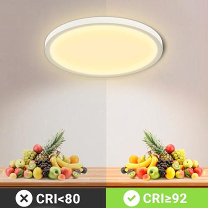 LQWELL® Ceiling Light LED Ceiling Lamp, IP44 Waterproof Bathroom Lamp Round Flat 24W 3000K 2400LM Modern Simple Lamp Thin for Living Room Bathroom Bedroom Kitchen Balcony Basement Office, 300 * 25mm