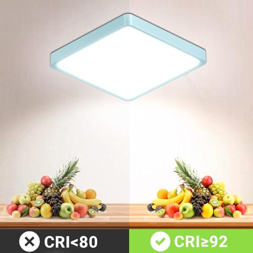 LQWELL® Ceiling Light LED Ceiling Lamp, IP44 Waterproof Bathroom Lamp Square Flat 18W 6000K 1600LM Modern Simple Lamp Thin for Living Room Bathroom Bedroom Kitchen Hallway Basement Office, 220 * 24mm