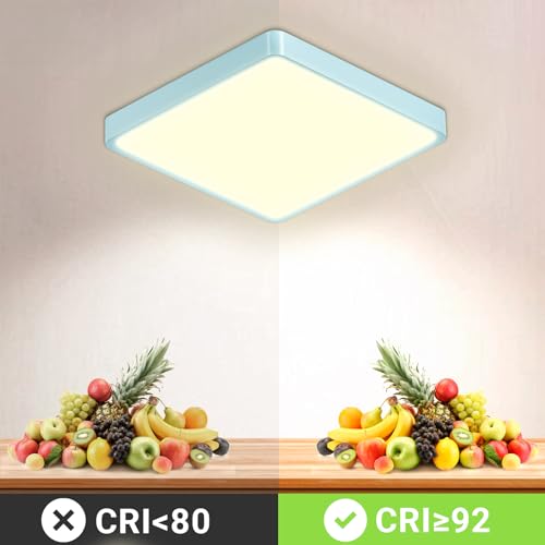 LQWELL® Ceiling Light LED Ceiling Lamp, IP44 Waterproof Bathroom Lamp Square Flat 18W 4000K 1600LM Modern Simple Lamp Thin for Living Room Bathroom Bedroom Kitchen Hallway Basement Office, 220 * 24mm