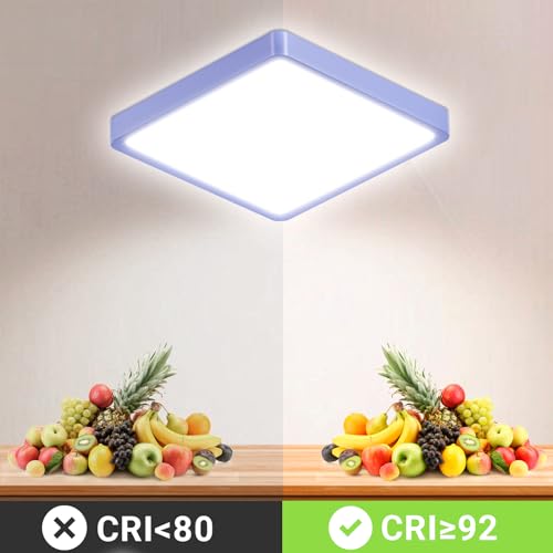 LQWELL® Ceiling Light LED Ceiling Lamp, IP44 Waterproof Bathroom Lamp Square Flat 18W 6000K 1600LM Modern Simple Lamp Thin for Living Room Bathroom Bedroom Kitchen Hallway Basement Office, 220 * 24mm