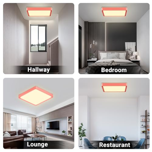 LQWELL® Ceiling Light LED Ceiling Lamp, IP44 Waterproof Bathroom Lamp Square Flat 18W 3000K 1600LM Modern Simple Lamp Thin for Living Room Bathroom Bedroom Kitchen Hallway Basement Office, 220 * 24mm 