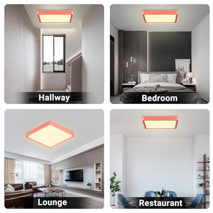LQWELL® Ceiling Light LED Ceiling Lamp, IP44 Waterproof Bathroom Lamp Square Flat 18W 3000K 1600LM Modern Simple Lamp Thin for Living Room Bathroom Bedroom Kitchen Hallway Basement Office, 220 * 24mm 