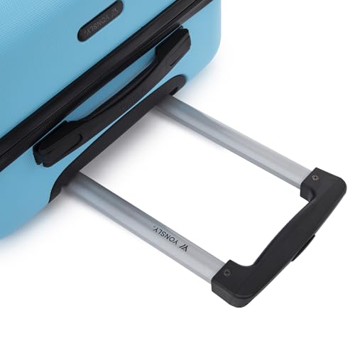yonsly Koffer Suitcase L Hellblau, Trolley Reisekoffer, Rollkoffer Handgepäck mit 4 Rollen 360°, ABS Hartschalen, Sicherheitsschloss, Weicher Gummigriff, 210D-Futter